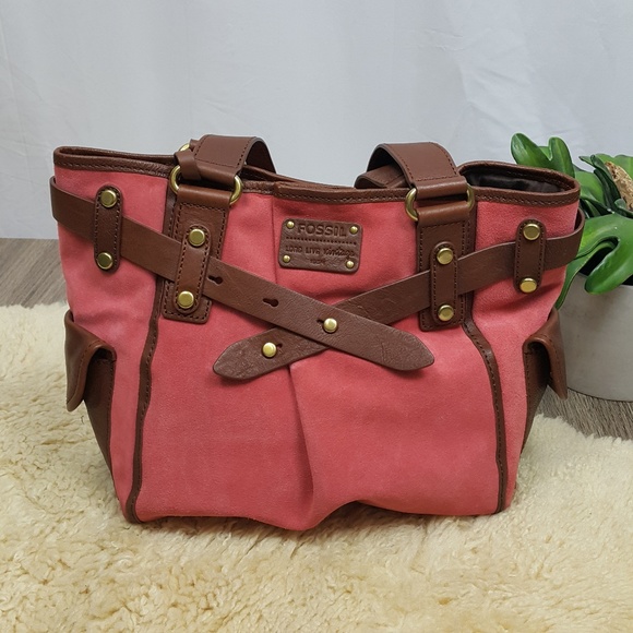 Fossil Handbags - Fossil suede and leather salmon purse